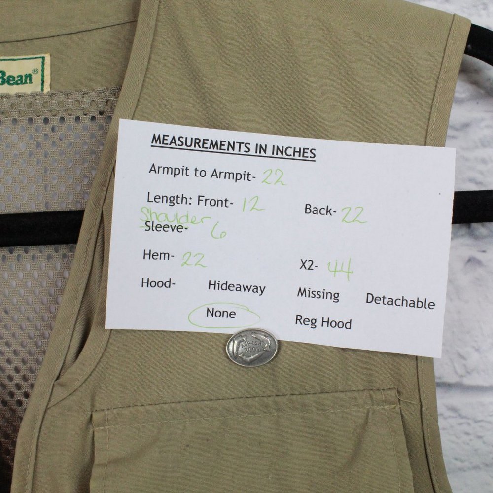 Vintage LL Bean Khaki Multi Pocket Fly Fishing Lined Vest Size M - Picture 8 of 8